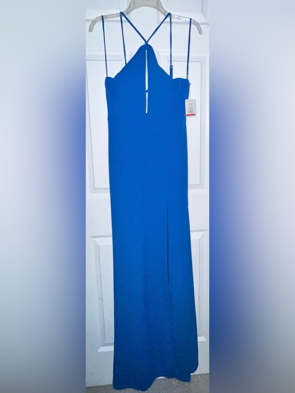 Emerald Sundae Cobalt Blue Peekaboo bodice Halter Maxi Gown